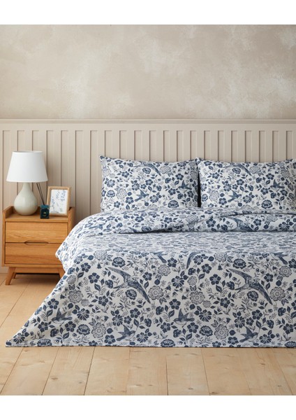 Garden Lullaby Kolay Ütülenir Tek Kişilik Nevresim Takımı 160X220 cm Koyu Mavi