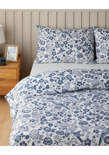 Garden Lullaby Kolay Ütülenir Tek Kişilik Nevresim Takımı 160X220 cm Koyu Mavi fiyatları