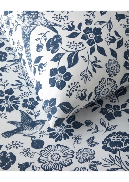 Garden Lullaby Kolay Ütülenir Tek Kişilik Nevresim Takımı 160X220 cm Koyu Mavi fırsatları