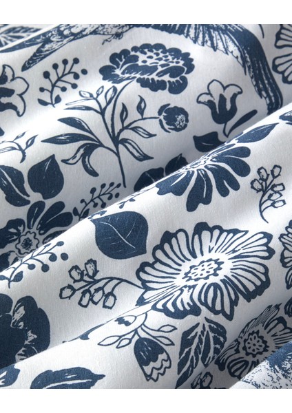 Garden Lullaby Kolay Ütülenir Tek Kişilik Nevresim Takımı 160X220 cm Koyu Mavi indirimleri