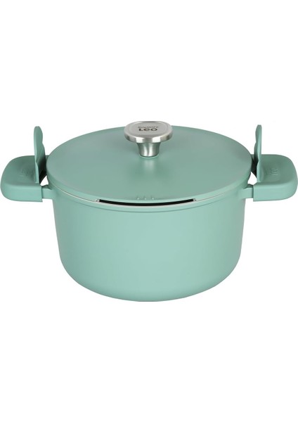 Leo Phantom Kapakli Yapişmaz Deri̇n Tencere 24 cm Forest Green