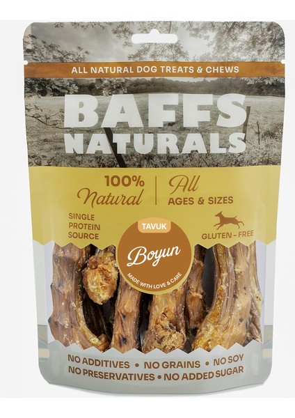 Baffs Naturals Tavuk Boyun %100 Doğal Organik Çiğnemelik Köpek Ödül Maması 100 gr