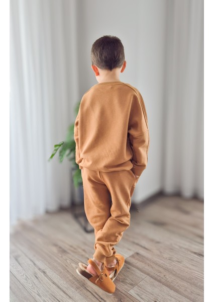 Kış Temalı Balköpüğü Oversize Sweat & Cep Detaylı Jogger %100 Pamuk Eşofman Takımı (2-9yaş) fırsatları