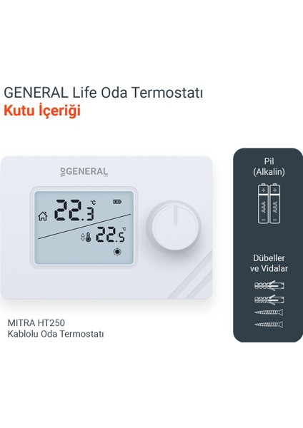 Mitra HT250 Kablolu Oda Termostatı fiyatları