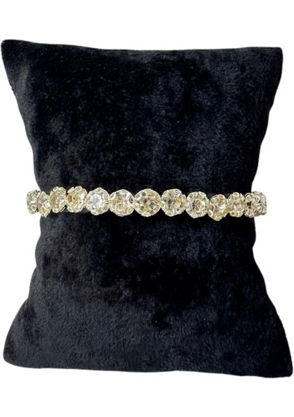 2030 Tam Tur Yuvarlak Taşlı Gümüş Renkli Bilezik