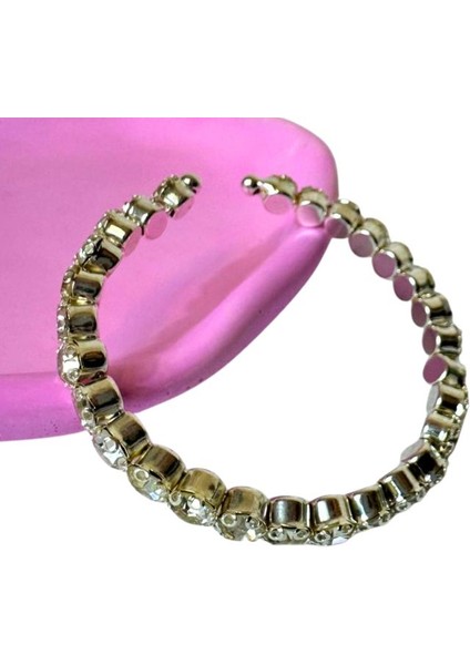 2030 Tam Tur Yuvarlak Taşlı Gümüş Renkli Bilezik fırsatları