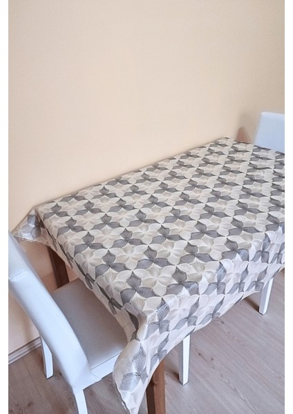 Dantel Görünümlü Üstü Şeffaf Kaplı Muşamba Masa Örtüsü -Krem Renk-Farklı Ölçülerde-Yncsyh fiyatları