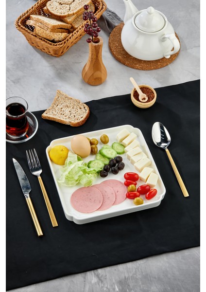 Porselen Kare Servis ve Sunum Tabağı 23X23 cm – Şık Kahvaltı ve Meze Tabağı indirimleri