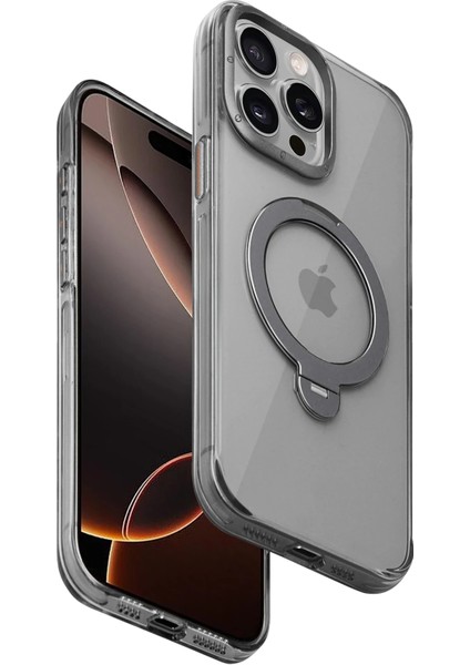Apple iPhone 15 Pro Max HBC-338 Andes Magsafe Standlı Kapak - Gri