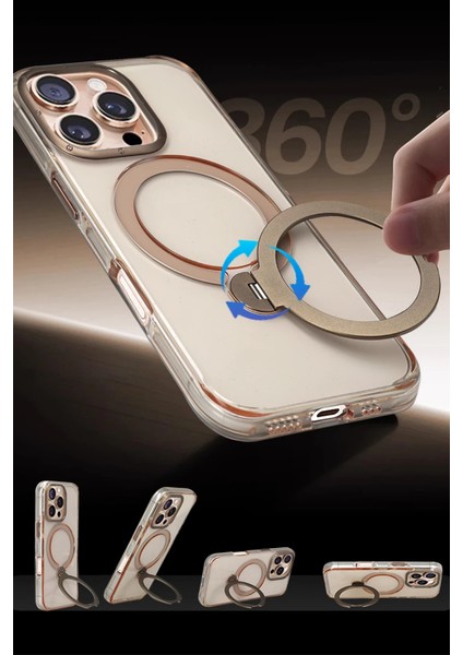 Apple iPhone 15 Pro Max HBC-338 Andes Magsafe Standlı Kapak - Gri fırsatları