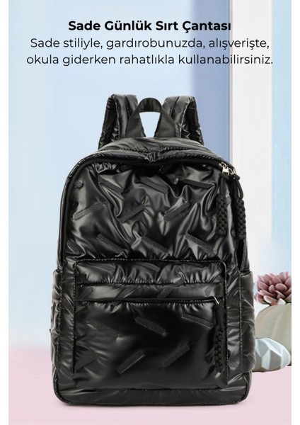 Kabarcık Çizgili Şık, Parlak Hafif Siyah Kadın Sırt Çantası fiyatları