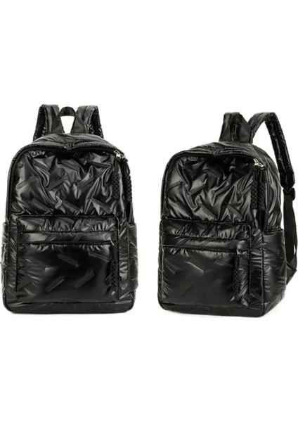 Kabarcık Çizgili Şık, Parlak Hafif Siyah Kadın Sırt Çantası modelleri