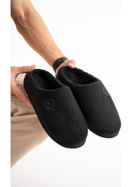 3'lü Set Erkek Ev Terliği Gondol Fitilli Kadife Nakışlı Yumuşak Sessiz Taban Kışlık Terlik modelleri