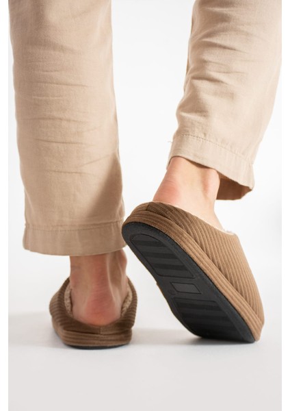 3'lü Set Erkek Ev Terliği Gondol Fitilli Kadife Nakışlı Yumuşak Sessiz Taban Kışlık Terlik