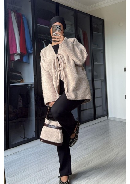 Kadın Taş Önü Bağlamalı Kırçıllı Ceket fırsatları