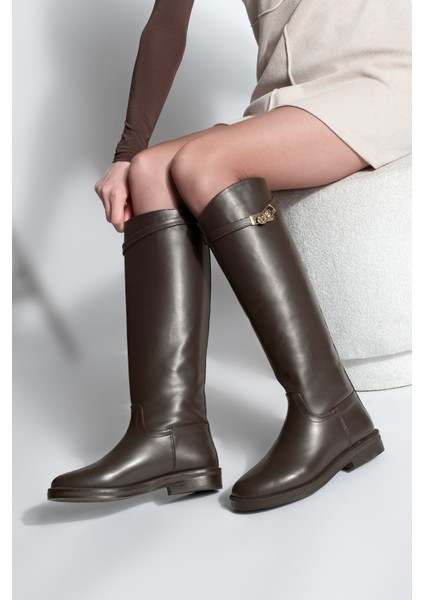Kadın Tokalı Binici Günlük Çizme Velote Kahve fiyatları