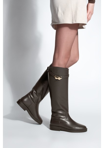 Kadın Tokalı Binici Günlük Çizme Velote Kahve fırsatları