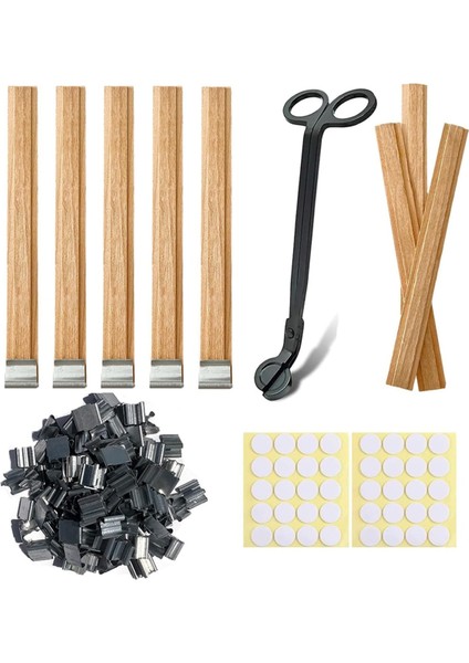 40 Takım Ahşap Mum Fitili ve Standı 5,1 x 0,5 Inç Doğal Mum (Yurt Dışından)