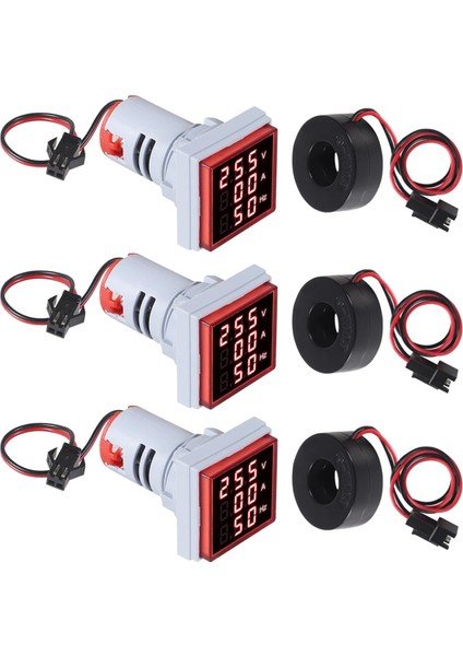 Adet 3'ü 1 Arada 60-500V 0-100A Ac Dijital Ampermetre Voltmetre (Yurt Dışından)