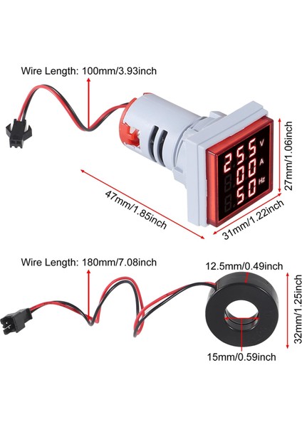 Adet 3'ü 1 Arada 60-500V 0-100A Ac Dijital Ampermetre Voltmetre (Yurt Dışından) fiyatları