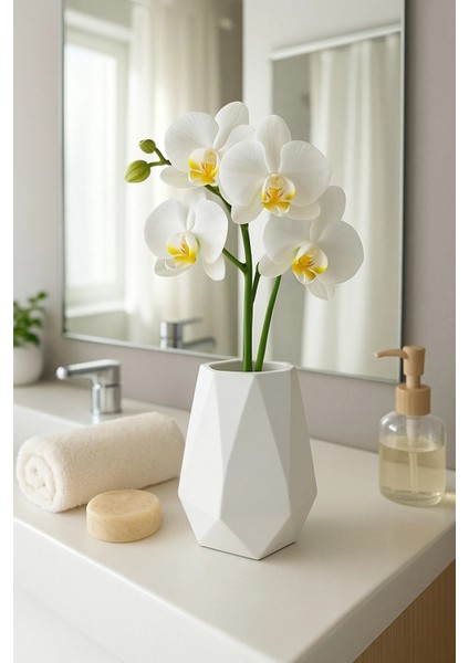 Minimalist Beton Seramik Mini Vazo – Modern Masaüstü Dekoru ve Çok Amaçlı Kullanım (10 cm )