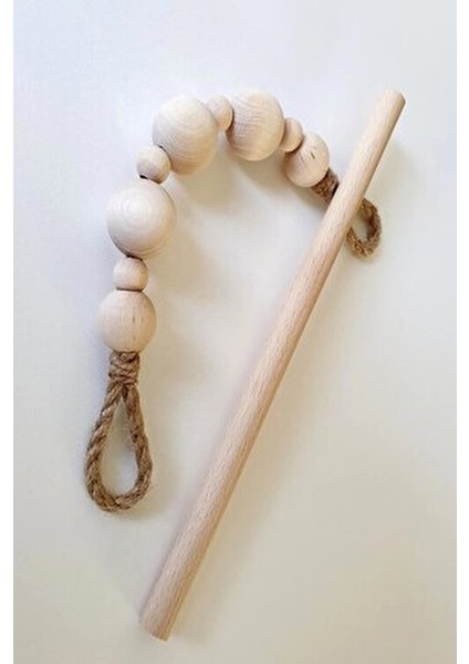 2 Adet Ahşap Sopalı Doğal Boncuklu Dekoratif Perde Tutacağı indirimleri