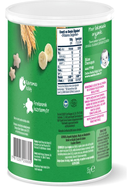 Organik Pirinçli, Buğdaylı, Muzlu ve Ahududulu Bebek Atıştırmalığı 35 gr x 5 Adet fırsatları