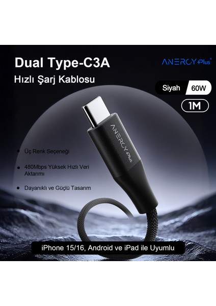 CTC60 Type-C’den Type-C’ye Manyetik Bağlantılı Şarj Kablosu 60W 1 Metre,veri ve Pd Kablosu, Ultra Hızlı Şarj, Android Için, Beyaz(1 Metre)