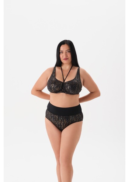 Büyük Beden Balenli Parlak Leopar Toparlayıcı Bikini Takım indirimleri