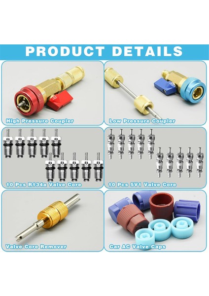 31 Adet R134A Vana Çekirdeği Sökücü ve Montaj Alet Seti (Yurt Dışından) modelleri
