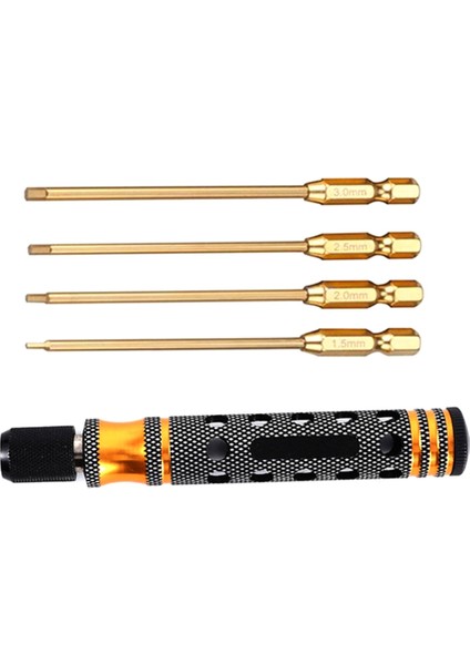 Altıgen Tornavida Seti 1,5, 2,0, 2,5, 3,0 mm Hızlı Değiştirilebilir Altıgen Anahtar, Altın (Yurt Dışından)