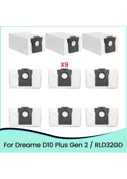 Dreame D10 Plus Gen 2/RLD32GD Robot Süpürge Parçaları Toz Torbası Için 9 Adet Yedek Toz Torbası (Yurt Dışından)