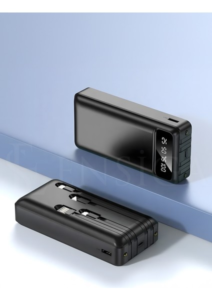 LCD Göstergeli Dahili Kablolu 30.000 Mah Fenerli Telefon Tutuculu Powerbank Siyah fiyatları