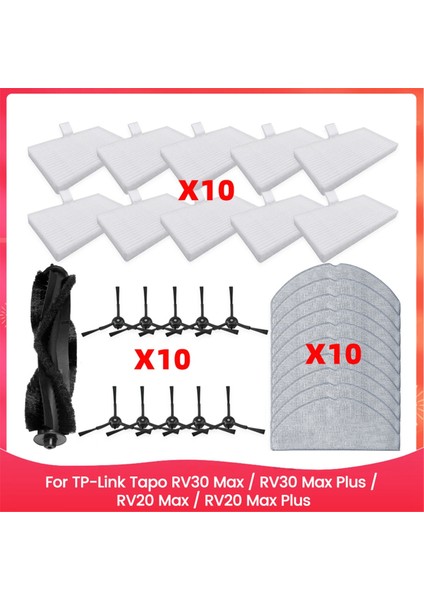 Tp-Link Tapo RV30 Max / RV30 Max Plus / RV20 Max / RV20 Max Plus Elektrikli Süpürge Parçaları Filtre Ana Yan Fırça Paspas Bezi (Yurt Dışından)