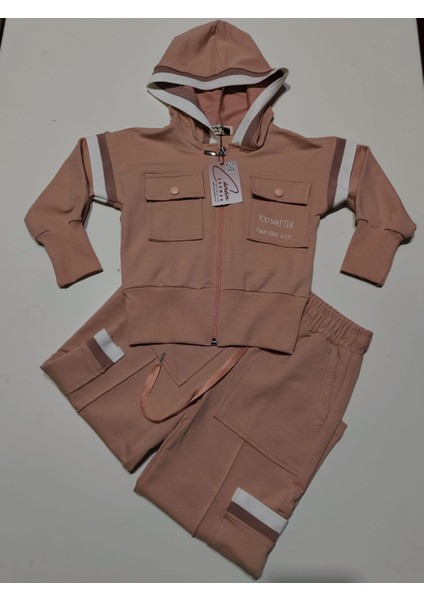 Açık Turuncu Rengi Şardonlu Çocuk Kalın Sweatshirt Takım - Rahat, Sıcak Tutucu ve Şık Tasarım