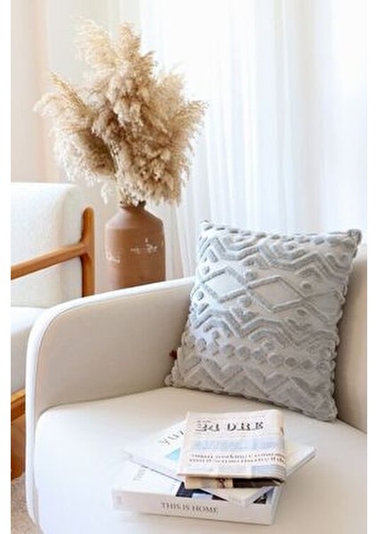 Bohem Kare Dekoratif Kırlent Kılıfı Letta Gri 100% Micro Polyester Punch Desenli fırsatları