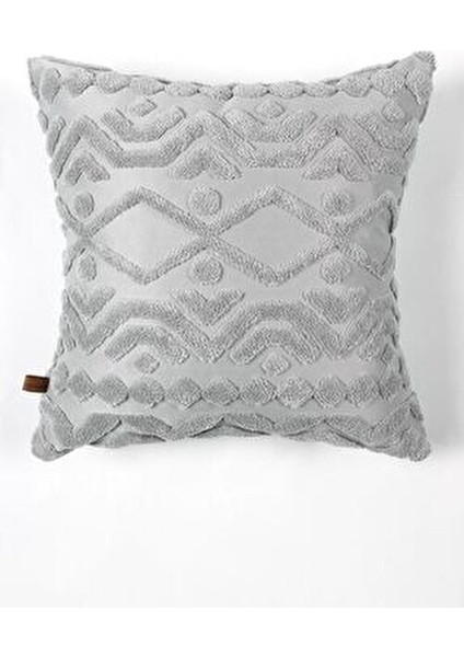 Bohem Kare Dekoratif Kırlent Kılıfı Letta Gri 100% Micro Polyester Punch Desenli