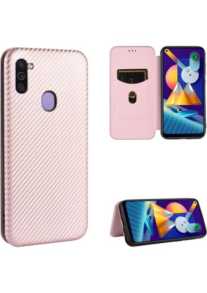 Samsung Galaxy A11 / M11 Ince Karbon Fiber Dokulu Pc Hibrit Tam Koruma Darbeye Dayanıklı Kapaklı Telefon Kılıfı (Yurt Dışından)