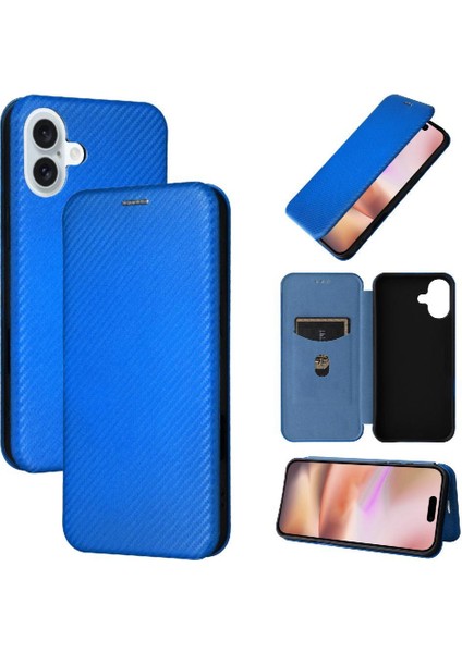 iPhone 16 Ince Karbon Fiber Dokulu Pc Hibrit Tam Koruma Darbeye Dayanıklı Kapaklı Telefon Kılıfı (Yurt Dışından)