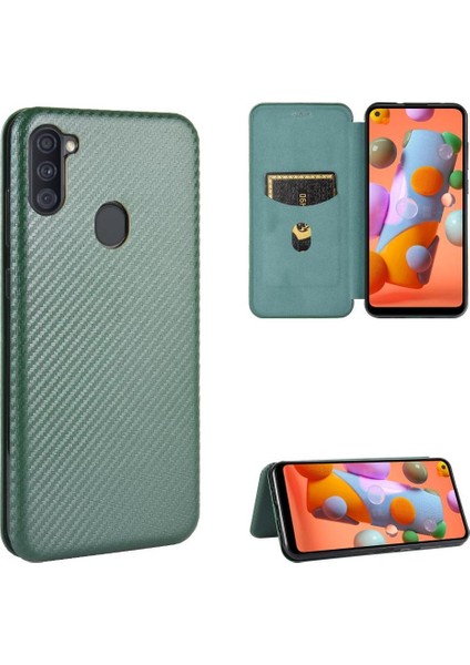 Samsung Galaxy A11 Ince Karbon Fiber Dokulu Pc Hibrit Tam Koruma Darbeye Dayanıklı Kapaklı Telefon Kılıfı (Yurt Dışından)