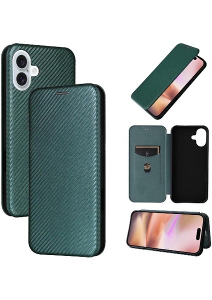 iPhone 16 Ince Karbon Fiber Dokulu Pc Hibrit Tam Koruma Darbeye Dayanıklı Kapaklı Telefon Kılıfı (Yurt Dışından)