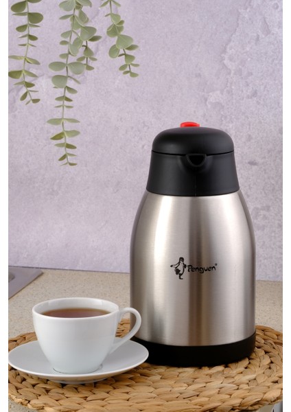 2 Litre Çift Kat Çelik Çay Termosu 1200P(Yeni Model)