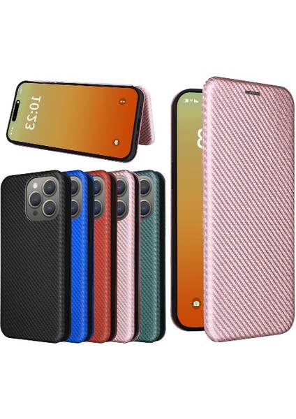 iPhone 15 Pro Max Ince Karbon Fiber Dokulu Pc Hibrit Tam Koruma Darbeye Dayanıklı Kapaklı Telefon Kılıfı (Yurt Dışından)