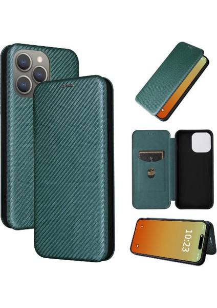 iPhone 15 Pro Max Ince Karbon Fiber Dokulu Pc Hibrit Tam Koruma Darbeye Dayanıklı Kapaklı Telefon Kılıfı (Yurt Dışından)