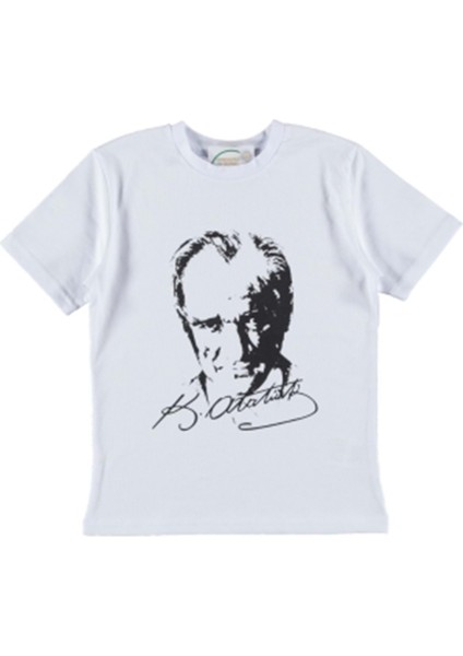 402574 Atatürk Baskılı Tişört 6/9 Yaş - Beyaz - 5-6 Yaş