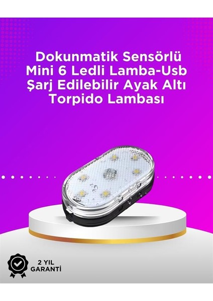 Allzey Kablosuz Manyetik Montajlı Araba Için 7 Renkli Ambiyans Işığı Seti