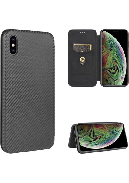 iPhone Xs Max Ince Karbon Fiber Dokulu Pc Hibrit Tam Koruma Darbeye Dayanıklı Kapaklı Telefon Kılıfı (Yurt Dışından)