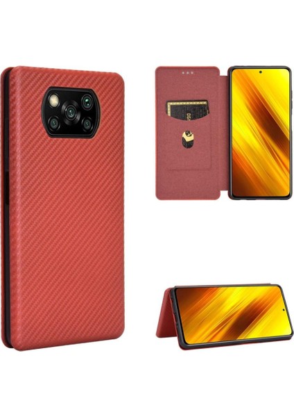 Xiaomi Poco X3 Nfc Ince Karbon Fiber Dokulu Pc Hibrit Tam Koruma Darbeye Dayanıklı Kapaklı Telefon Kılıfı (Yurt Dışından)