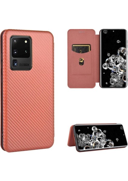 Samsung Galaxy S20 Ultra Ince Karbon Fiber Dokulu Pc Hibrit Tam Koruma Darbeye Dayanıklı Kapaklı Telefon Kılıfı (Yurt Dışından)