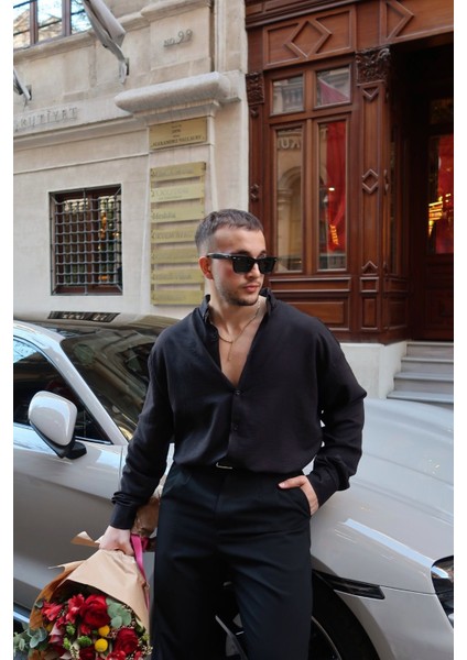 Zoro Erkek Extra Soft Keten Görünümlü Gömlek Uzun Kollu, Hafif Dokulu fırsatları